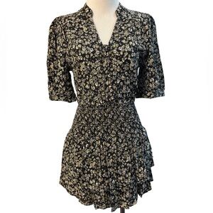 NWT Aqua Black Dress w Yellow & White Daisy Print